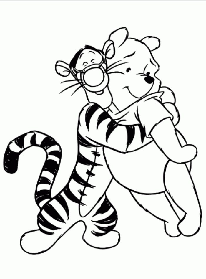 Winnie The Pooh and Tigger Coloring Pages