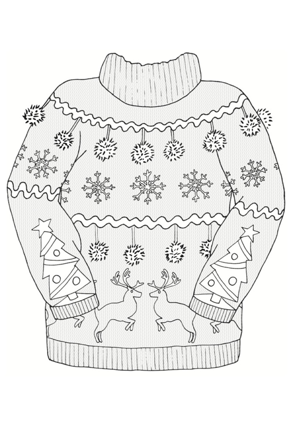 Ugly Christmas Sweater Colouring Pages 1