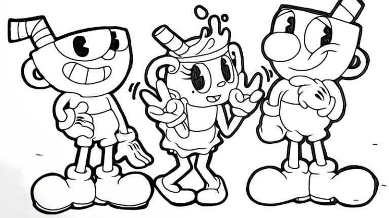 Cuphead and Mugman Coloring Page