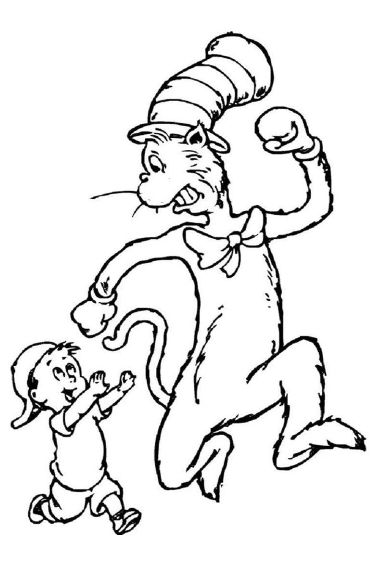 cat in the hat characters coloring pages