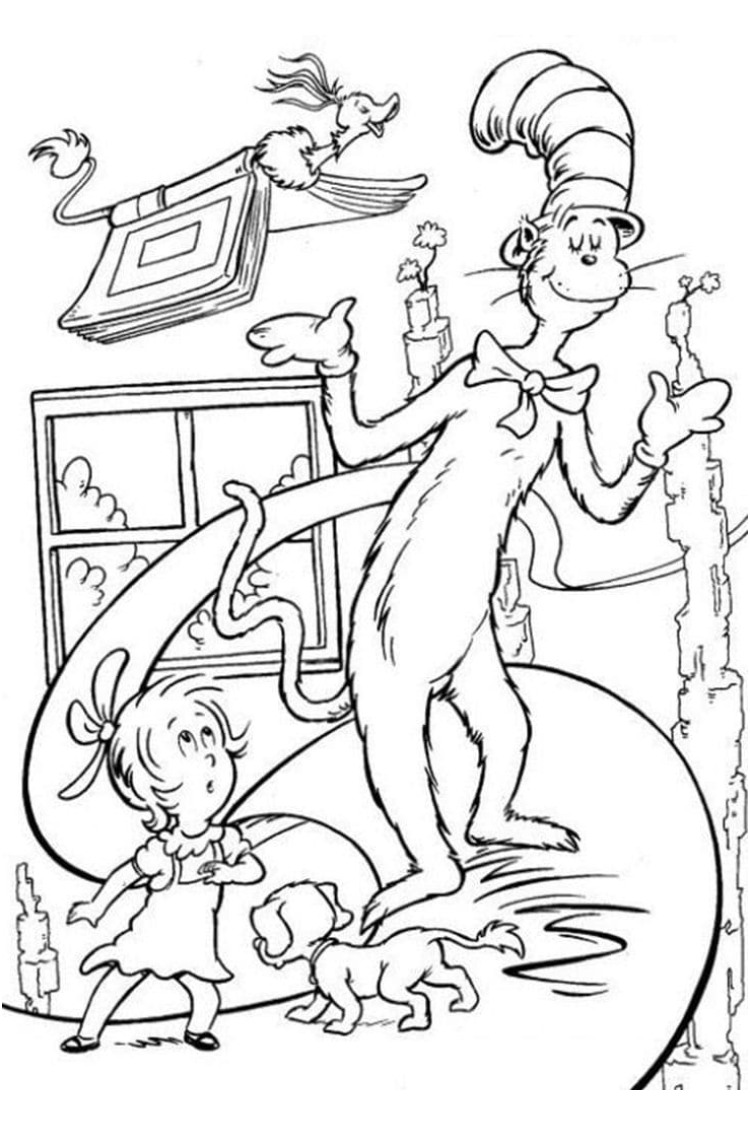 cat in the hat coloring pages free