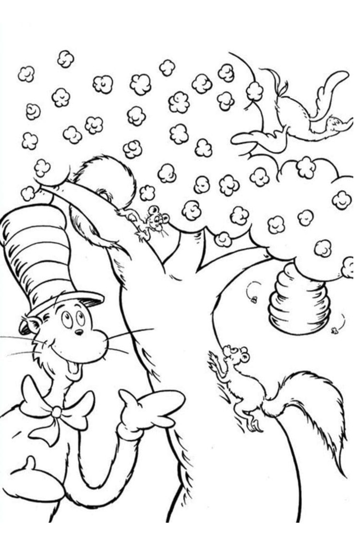 cat in the hat coloring pages simple