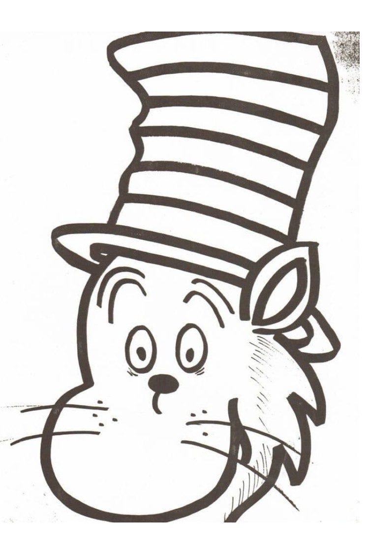 cute cat in the hat coloring pages