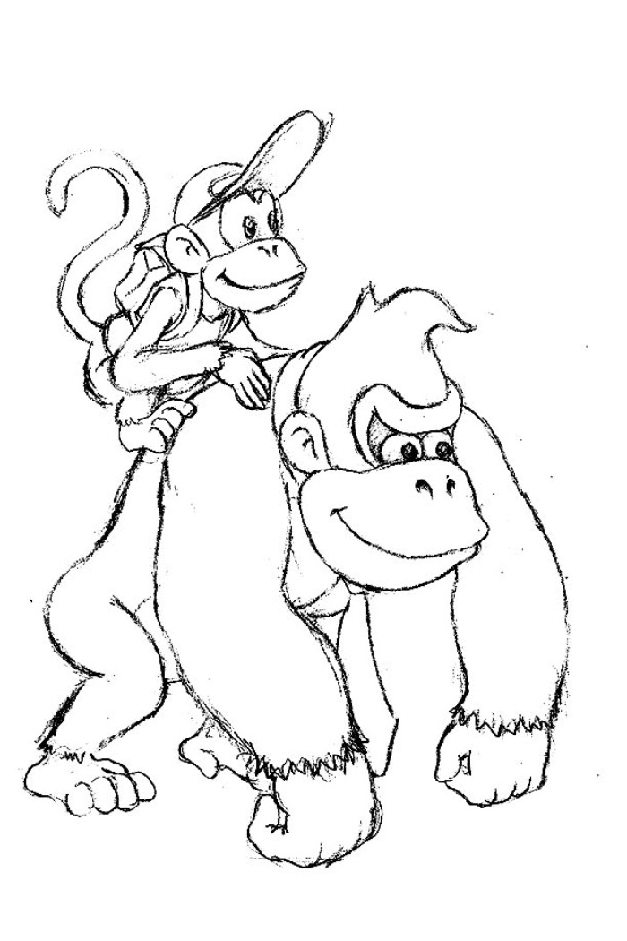 donkey kong and diddy kong coloring pages
