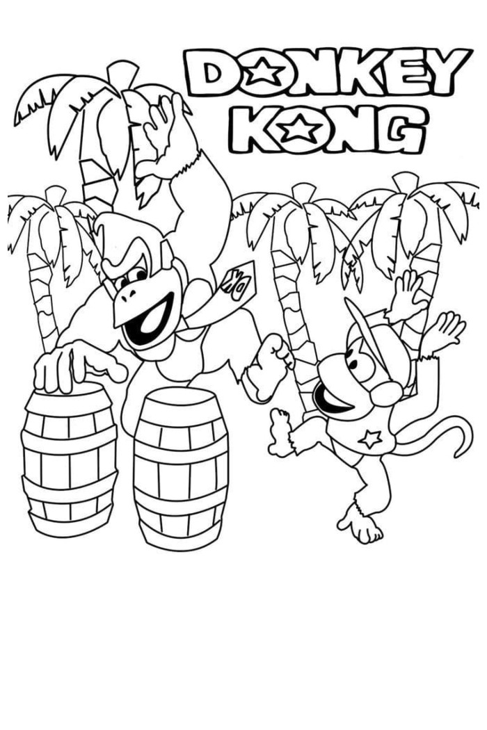 donkey kong family coloring pages