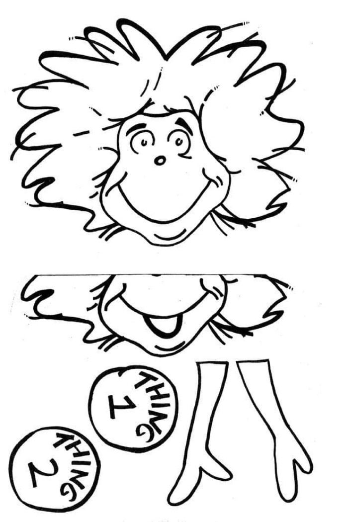 dr seuss thing 1 and thing 2 coloring pages