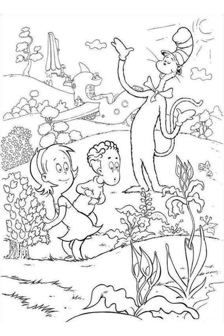 fish cat cat in the hat coloring pages