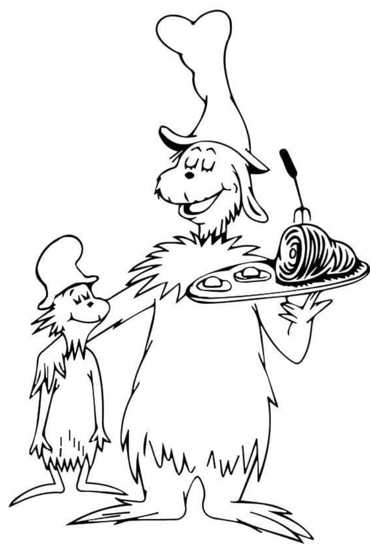 free printable cat in the hat coloring pages