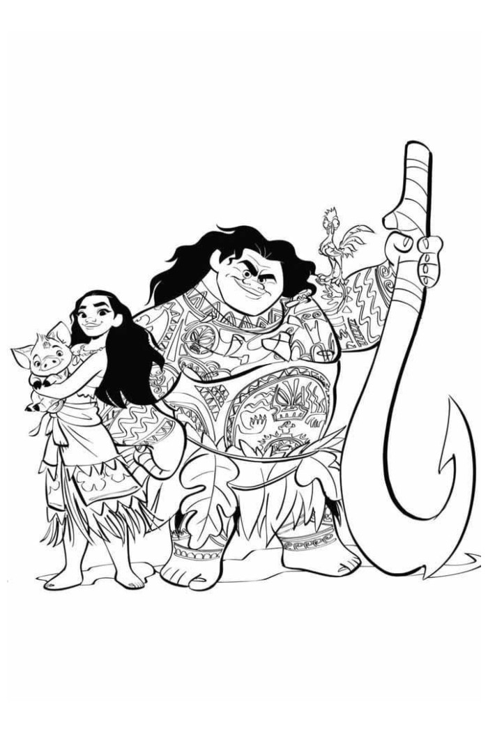 moana coloring pages disney