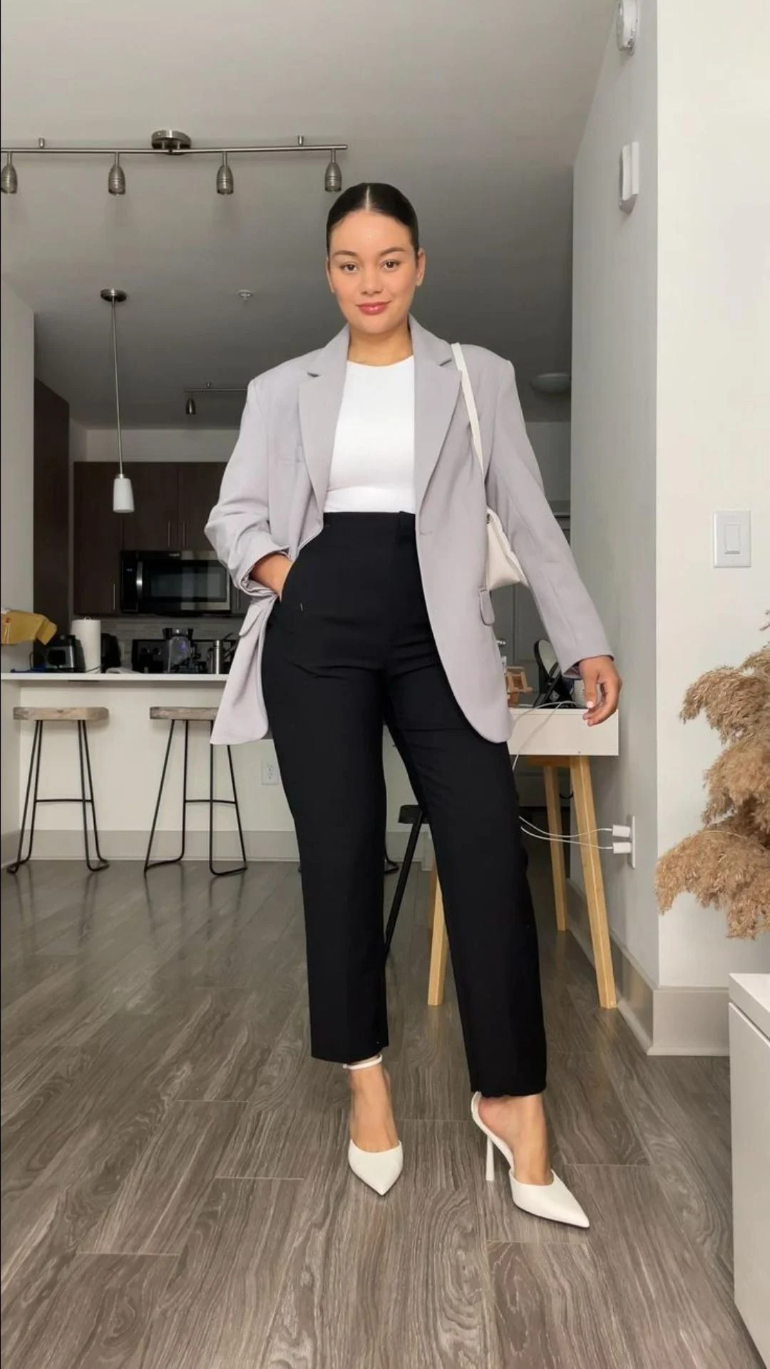 Grey Blazer & Black Trousers