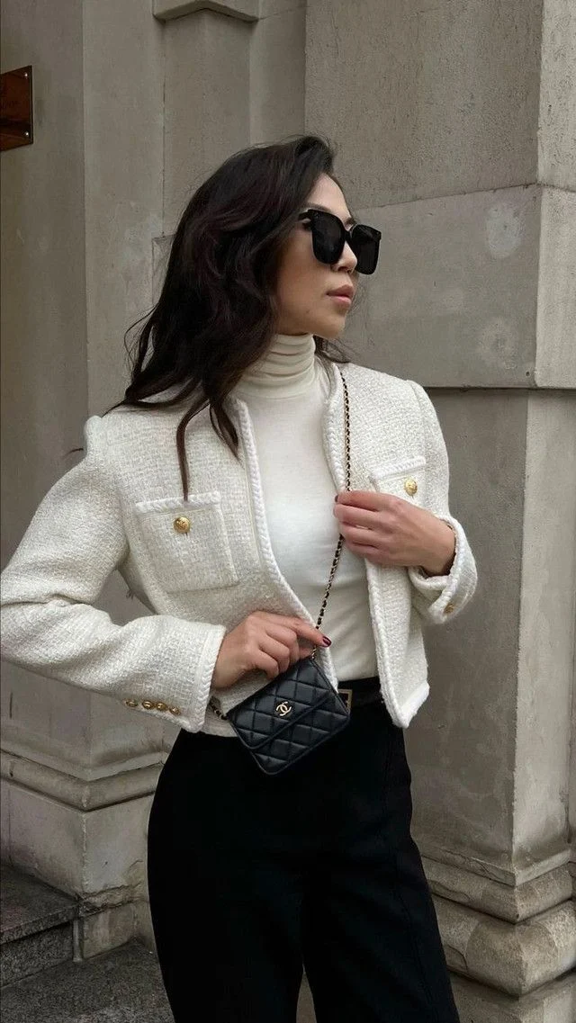  Tweed Jacket & Turtleneck (The "Old Money" Look)