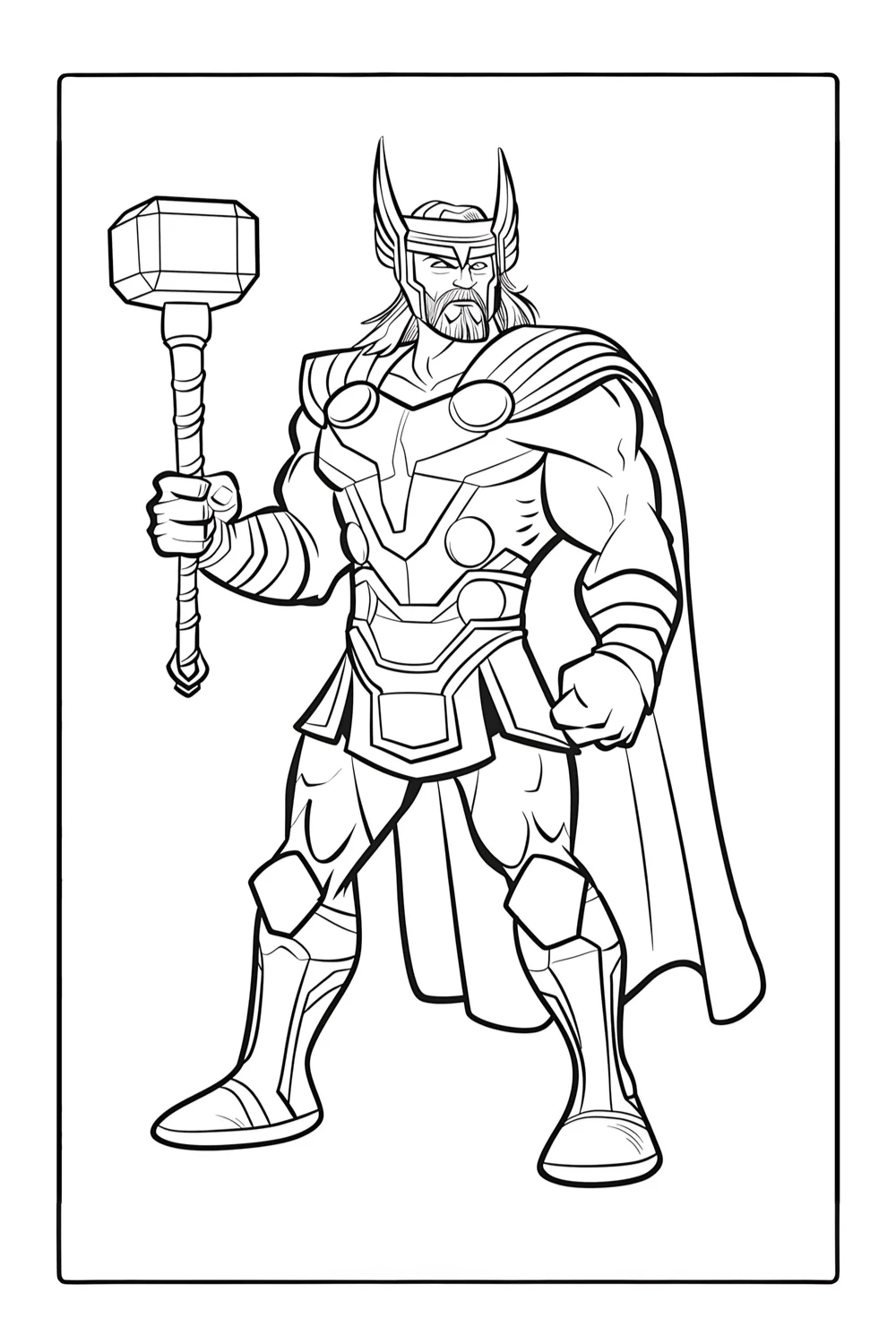 Free thor hammer coloring page