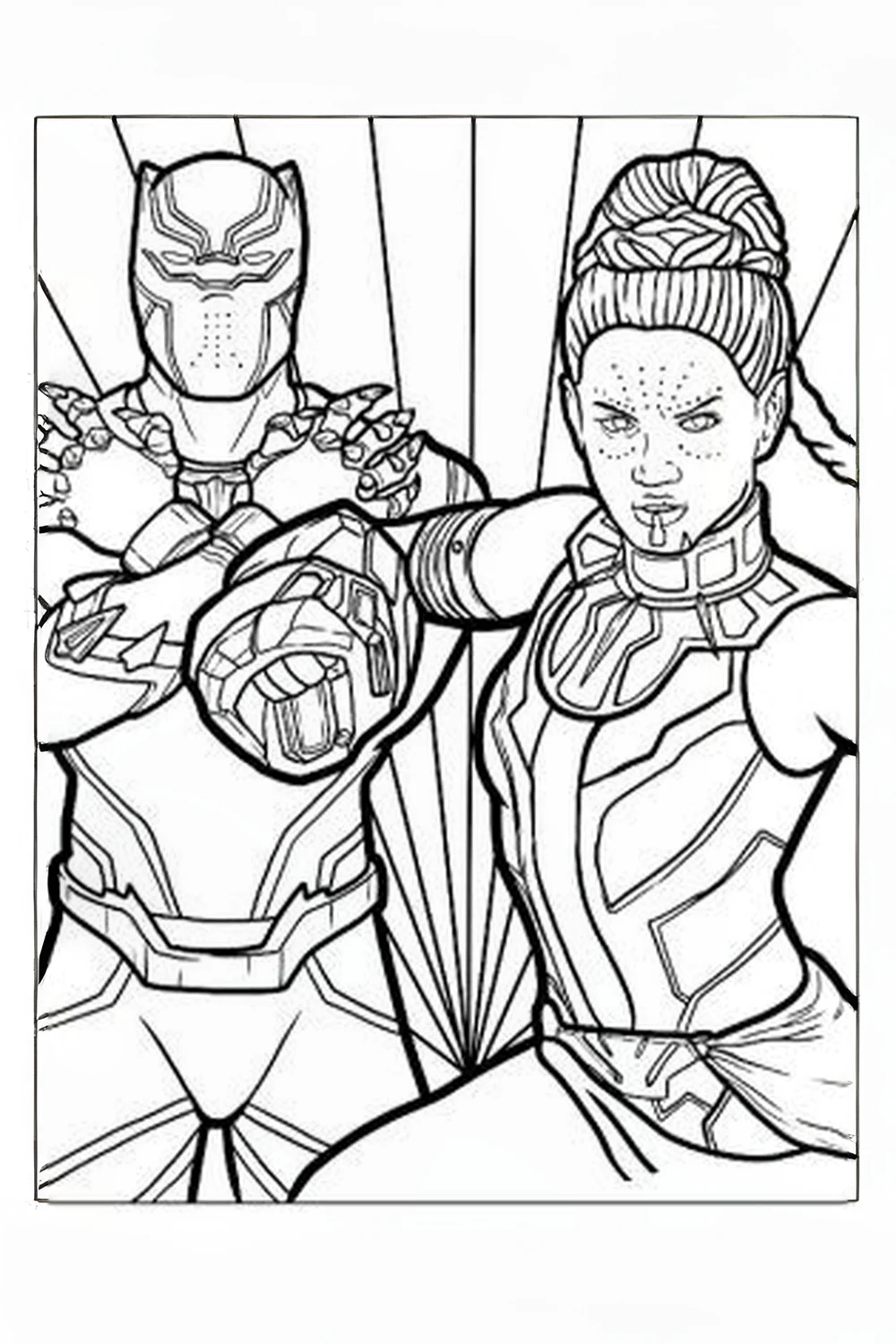 black panther and shuri coloring pages