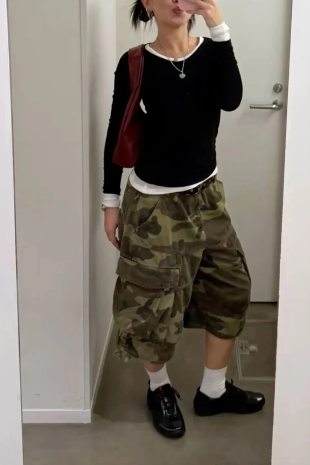Camo jorts outfit idea