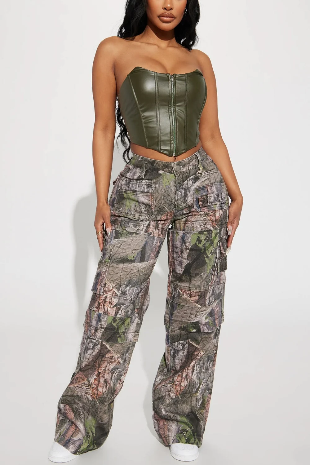 Camo pants and bodysuit outfit
