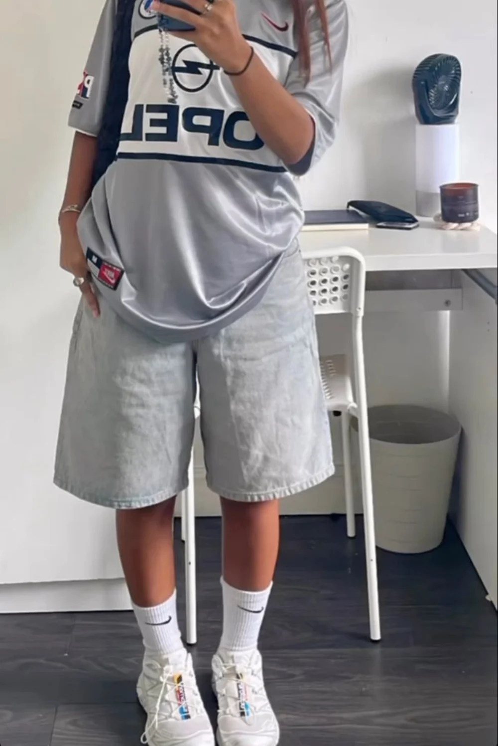 Grey jorts outfit idea
