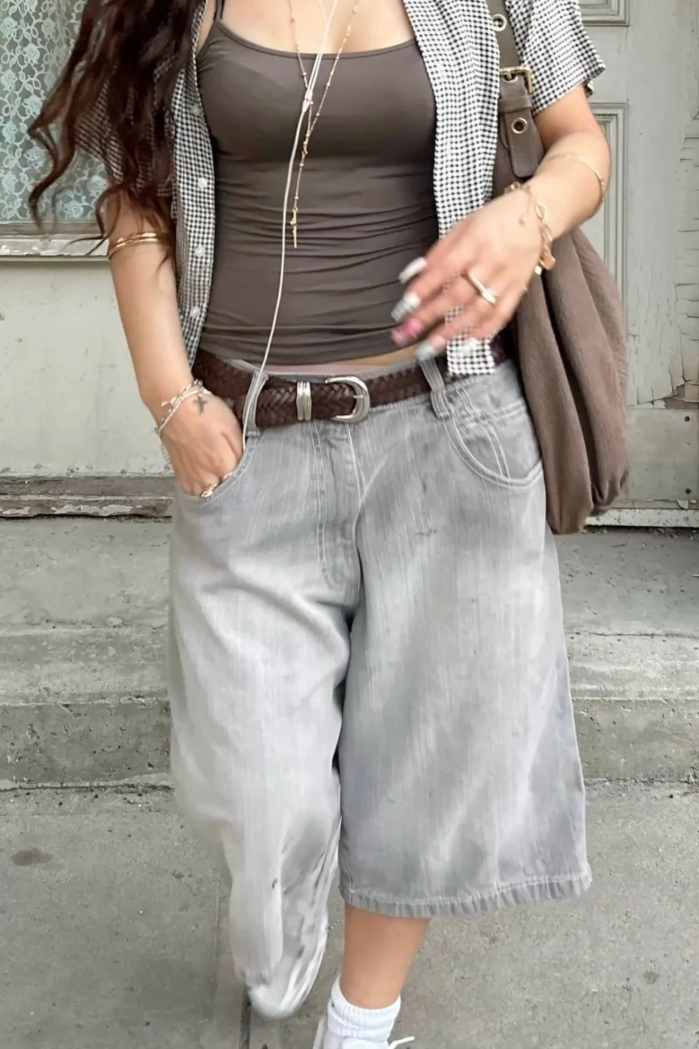 Grey jorts outfit