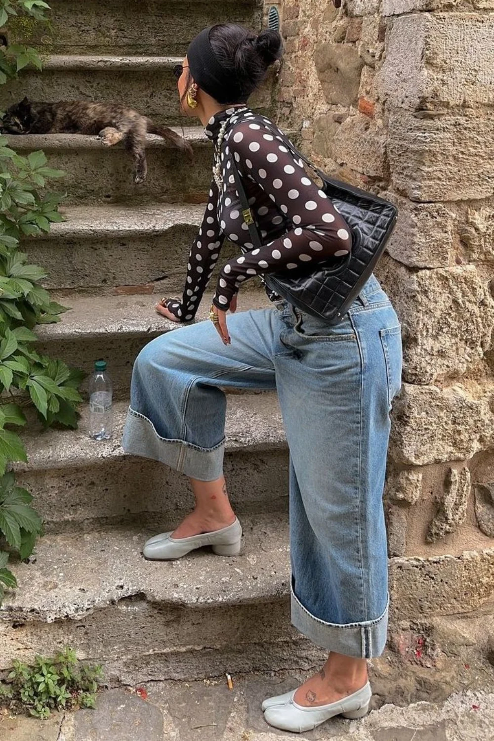Polka dot tabi shoes outfit ideas