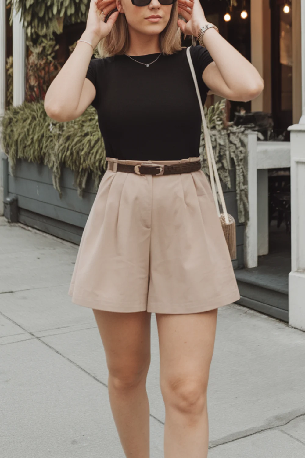 linen shorts set outfit
