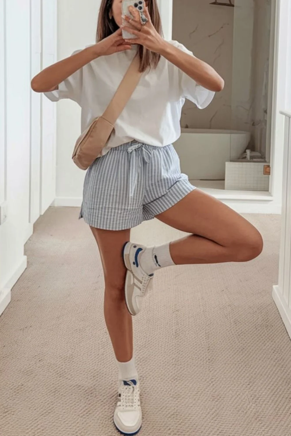 relaxed fit linen shorts