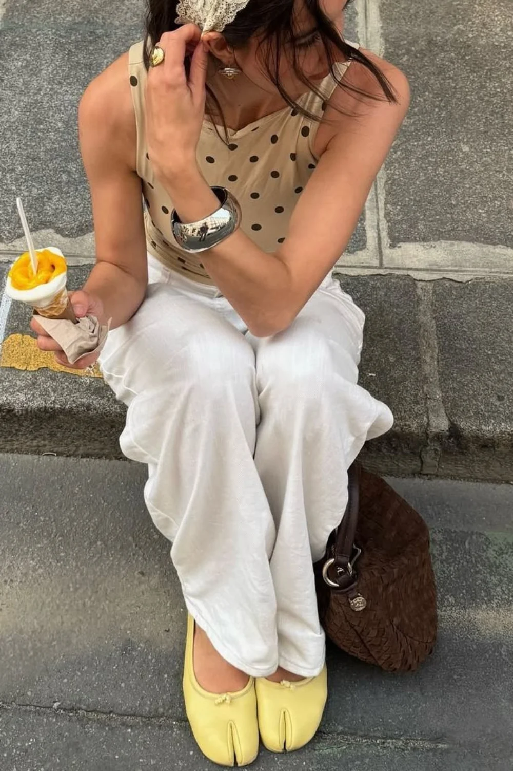 yellow Tabi shoes outfit summer