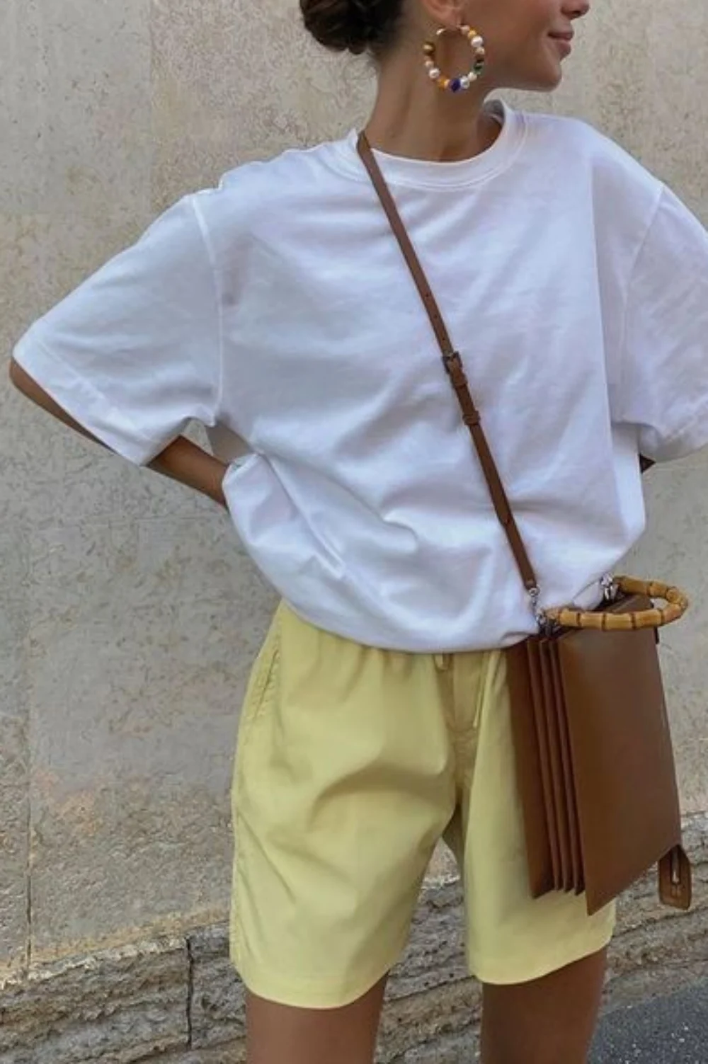 yellow linen shorts