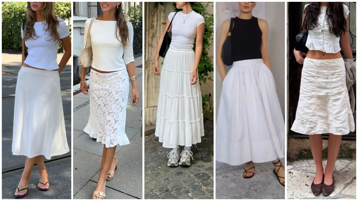 18 White midi skirt outfit