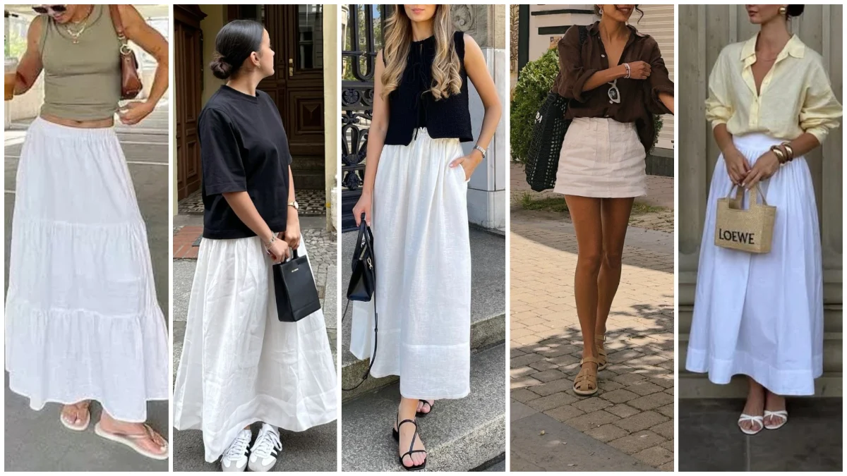 21 White linen skirt outfit