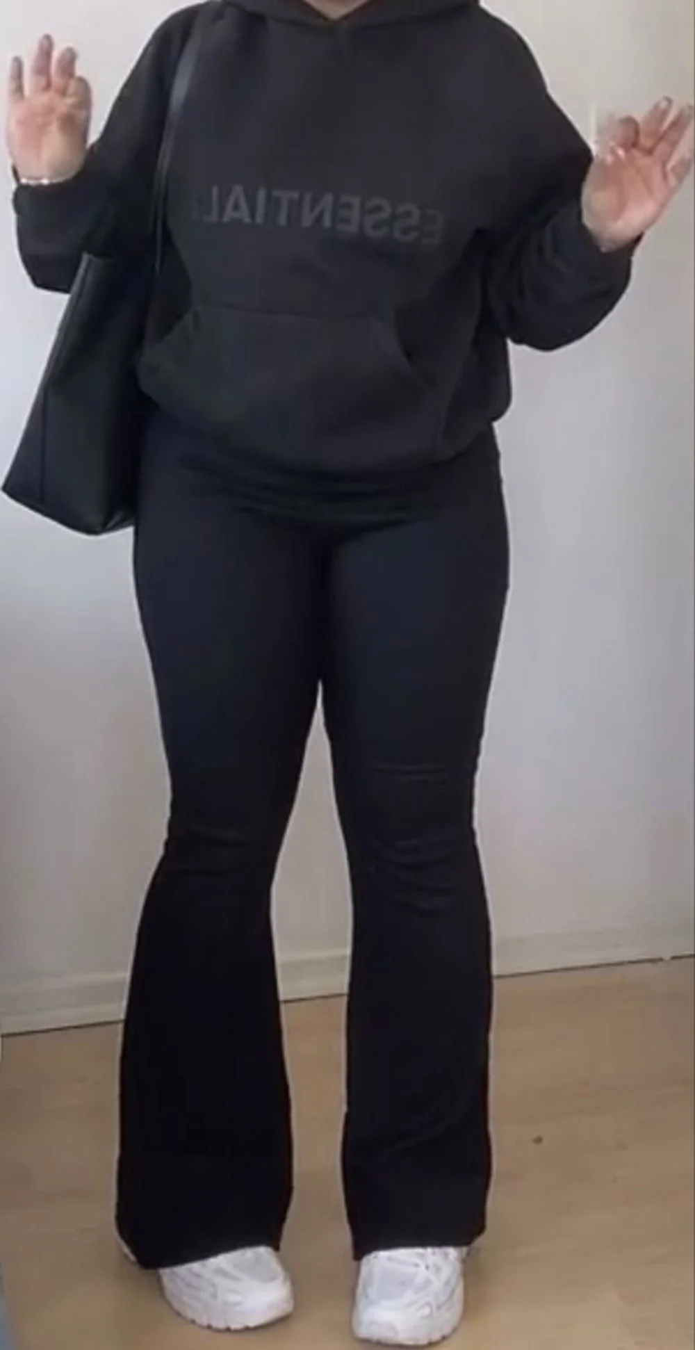 Black essentials hoodie outfit inspo