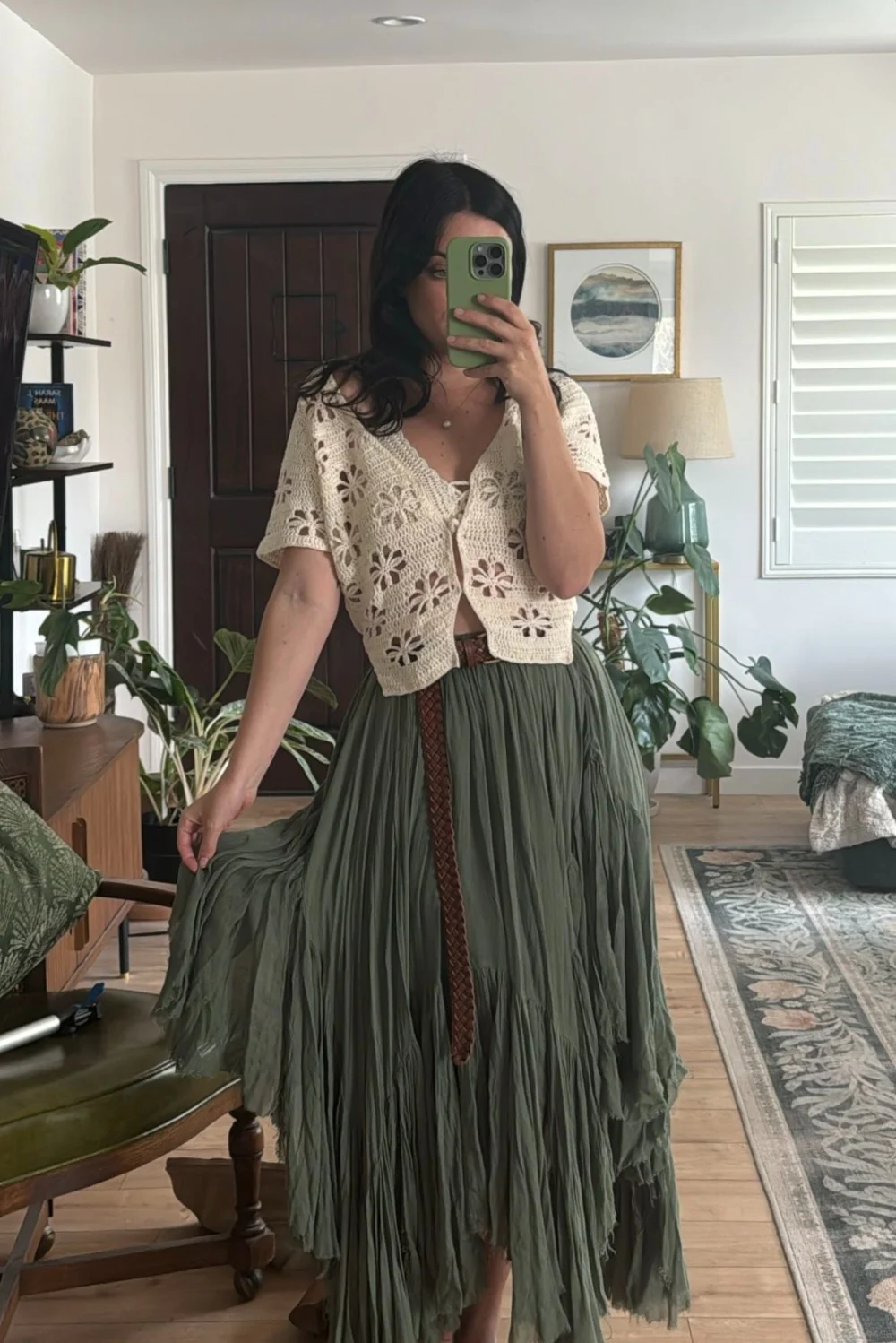 Green tiered skirt outfit Green tiered skirt outfit