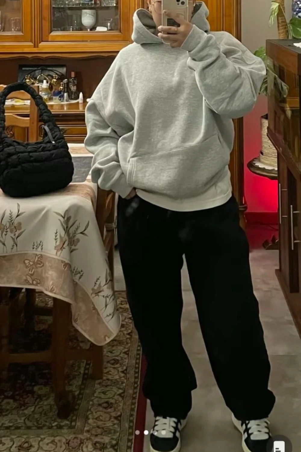 Grey essentials hoodie outfit