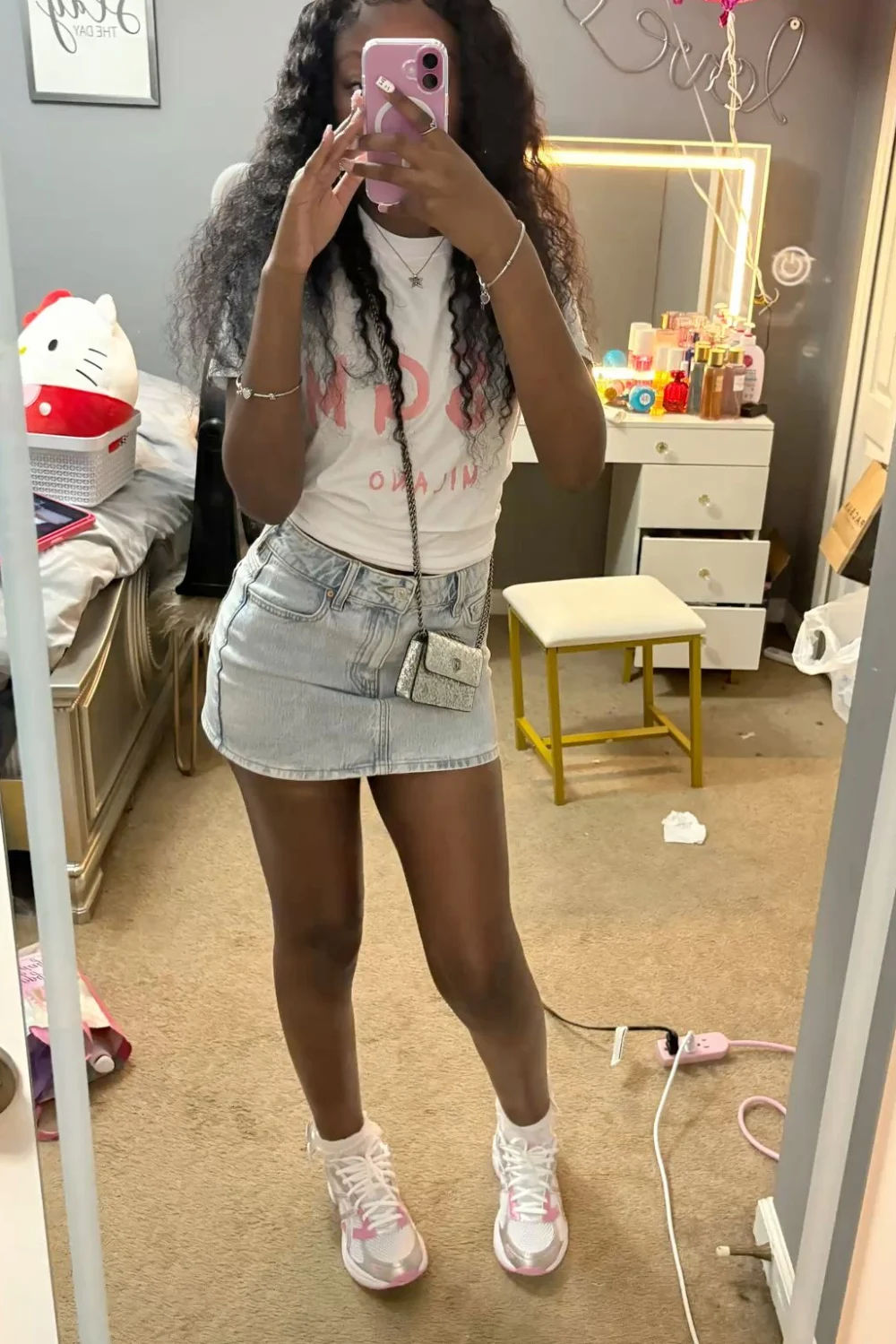 Hot pink asics outfit idea
