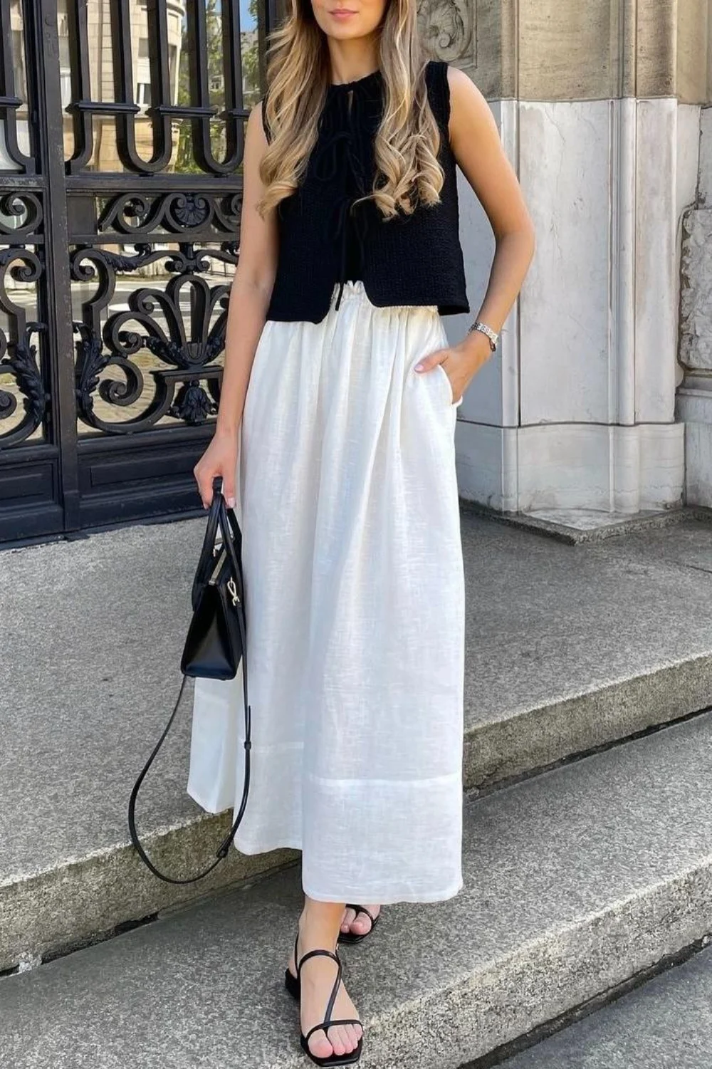 White linen skirt outfit summer inspiration