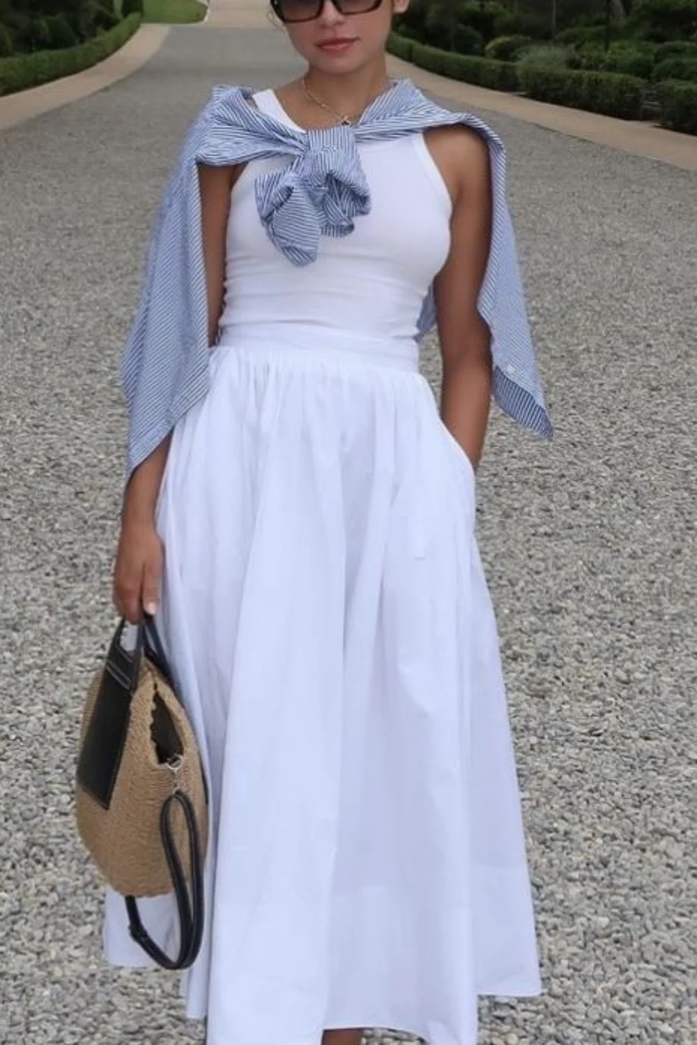 White linen skirt outfit summer inspo