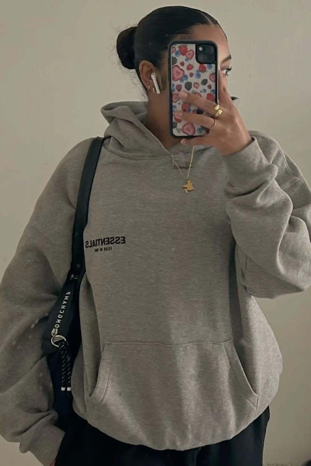 brown essentials hoodie outfit