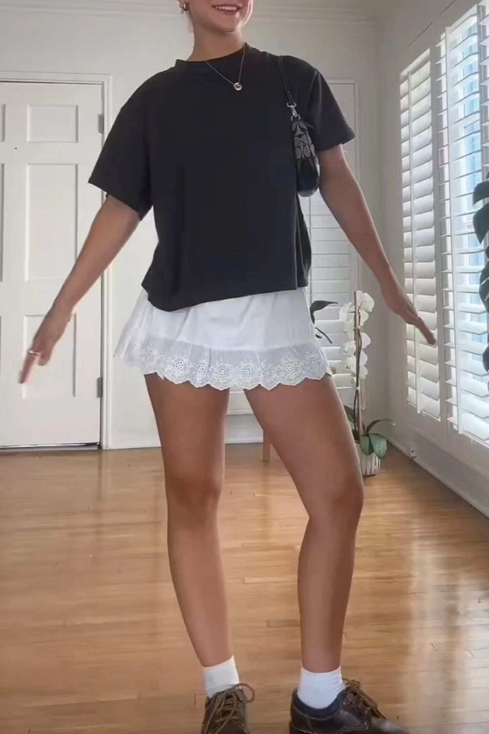 easy White linen skirt outfit short